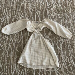 H&M Cream Checkered Mini Dress